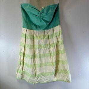 retro cotton mini dress cream muted lime green lace sleeveless pinup girl small